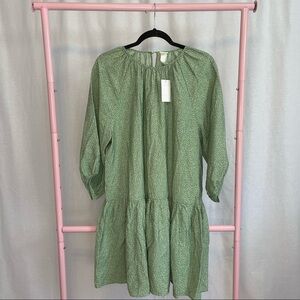 NWT H&M oversized green peasant boho dress size small